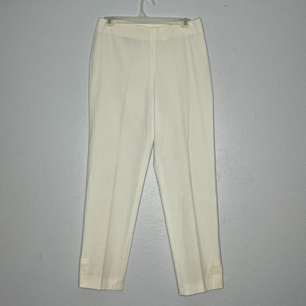 Gunex Off White Side Zip Closure Slim Leg Ankle Dress Pants Polyester Stretch Si - Picture 2 of 9